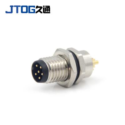 China Automotive Waterproof IP67 Circular Metal Socket M8 Male Welded Rear Panel Mount Connector for sale