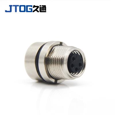 China Waterproof Shielded PCB Metal Flange Socket M8 Circular Female Soldered Back Panel Mount Connector for sale