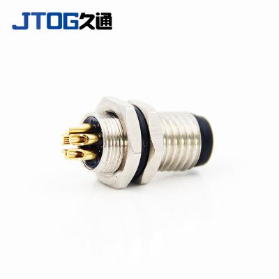 China Automotive Waterproof M8 Metal Circular Connector Welded Front Panel Mount Receptacle Socket for sale