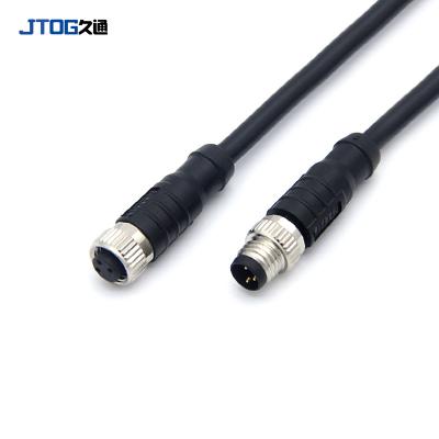 China M8 Automotive Waterproof Shielded Straight Assembly Molded PVC Extension Cable Connector With A B D Code Double Ended for sale