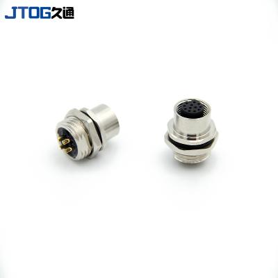 China Aviation Socket M12 Front Mount Flange Socket Industrial Automotive Waterproof Sensor Metal Welded Circular Connector for sale