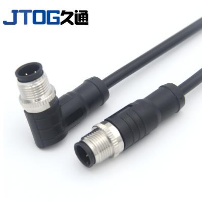 China M12 Automotive Waterproof Direct To Right Angle Industrial Assembly PVC / PUR Cable Connector for sale