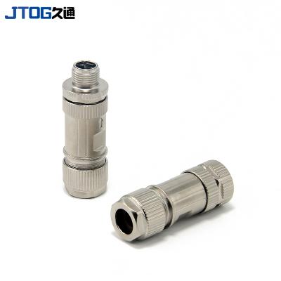 China M12 X Code 8pin Automotive Straight Metal Shielded Assembly Field Installable Connector for sale