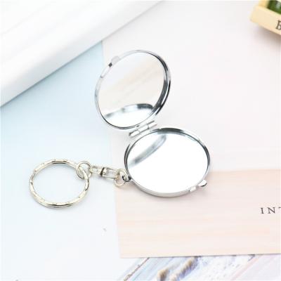 China Souvenir Gifts Promotion Mini Double Folded Four Shapes Key Chain Mirror Customize Diy Pattern Round Key Chain for sale