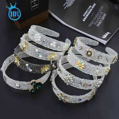 China Korean new transparent diamond head band crystal headband with headband sticky luminous diamond teeth drill crystal headband for sale