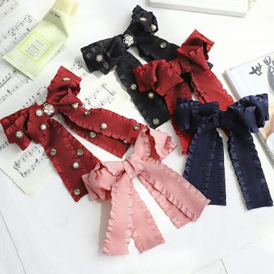 China Fashionable European court baroque lace bow tie bow fashion classy retro women's long ribbon hair clip for sale