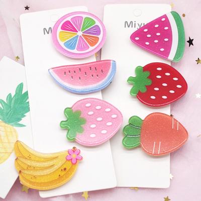 China 2Pcs/Set Kids Hair Accessories Eco-Friendly Headwear Set Strawberry Pineapple Fruit Hairpins Cartoon Carrot Hair Clip for sale