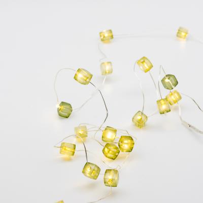 China Micro copper wire battery operated LED light chian fancy light with cube beads decoration for sale