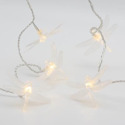 China Home decor 16L light plastic string dragonfly battery operated indoor use LED light chian for sale