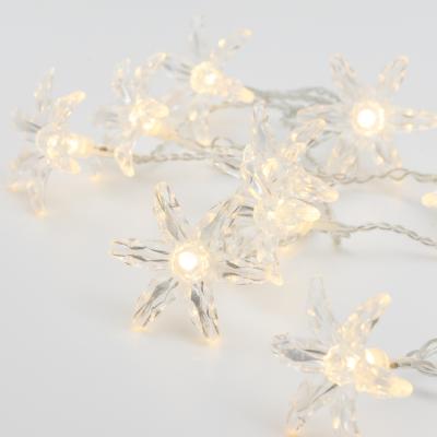 China 3 x AA 16L battery operated edelweiss flower LED plastic indoor novelty light string for garden decoration for sale