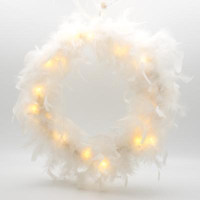 China Battery Operated 24L LED Light Chian Garland Ring 30cm Feather Indoor Decoration for sale