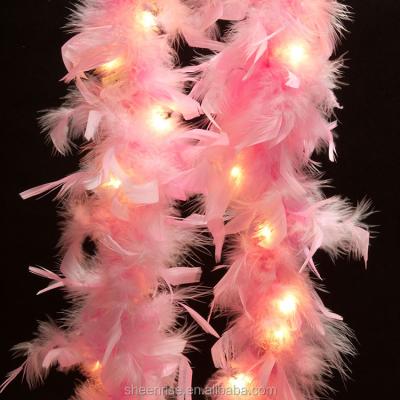 China Decorative Indoor Feather Garland 16 LED Light Chain Light Chian Battery Operated for sale