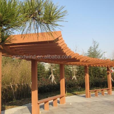 China Easily Assembled Waterproof Outdoor Garden Pavilion Custom Design Wooden Plastic Pergola for sale