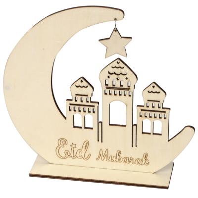 China Eid Mubarak Wooden Plaque Muslim Home Festival Decoration Ramadan Craft Decoration for Eid Decorations for sale