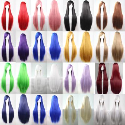 China Women's Fashion Full 32 Inch 80CM Long Multicolor Heat Resistant Straight Cosplay Wig For Cosplay Costume Party With Wig for sale