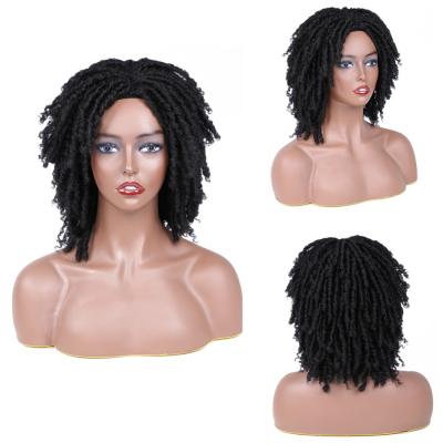 China Fashion Afro Curly Ends Crochet Short Twist Dreadlock Wig Ombre Braided Synthetic Wigs For Black Women for sale