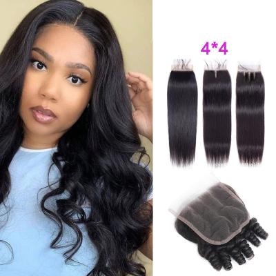 China Hot Sale Regular Factory Direct Wave Hair Closure And Lace Frontal Long Black Hair 4*4 Lace Frontal Closure for sale