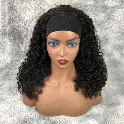 China GlueLess Curly Headband Wigs Curly Headband Wigs Full Cuticle Curly Hair None Lace 10A Virgin Peruvian Headband Hair Wigs for sale