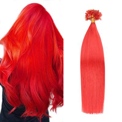 China Silky Straight Wave Red Russian Hair Pre Bonded Keratin Nail U Tip Remy Human Hair Extension Nail Hair Extension Vendor for sale