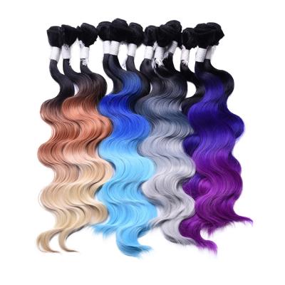 China Wholesale Body Wave Body Wave Hair Bundle Set Colored Cheap Synthetic Hair Bundles For Women for sale