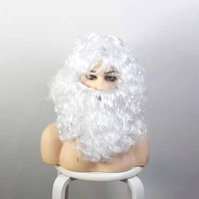 China Regular Wave Hot Sales Wig White Beard Set Christmas Day Props Christmas Wigs Costume Party Wig for sale