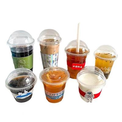 China Eco-Friendly Wholesale printed logo  500ml juice cup 24 oz PET disposable plastic bubble tea cup with lid for sale