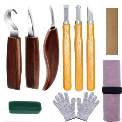 China Hot Selling Screw Release Amazon Knives 10pcs Set Knife A Wood Carving Walnut Hand Engraving Tool Spoon Carving Knife With Steel Blade for sale