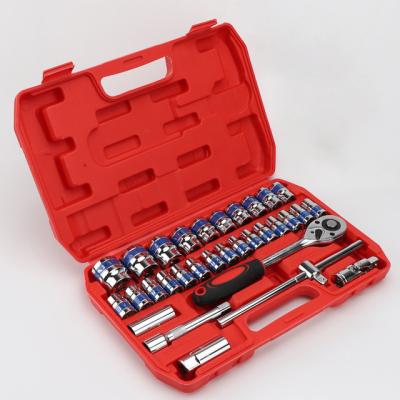 China Industrial Use 32pcs Car Repair Sockets Tool Kit Combination Socket Wrench Set With Plastic Tool Box for sale