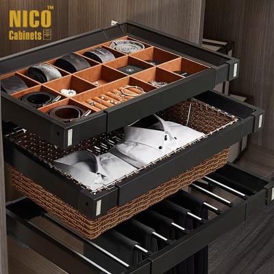 China NICOCABINET Adjustable Width Pull Out Clothes Sliding Storage Drawer Wardrobe Accessories Adjustable Fittings Multifunctional Storage Baskets for sale