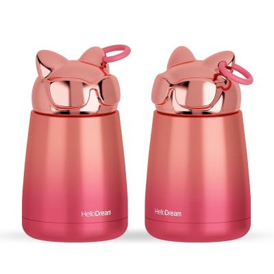 China New Fashion Gift Viable Vacuum Insulated Laser Stainless Steel Small Cat Water Bottle Cups With Lid Cute Baby Water Bottle for sale