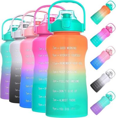 China New Logo Custom Plastic Water Bottle 2022 Viable 128oz/64oz Tritan Sports Water Bottle With Marker And Time Motivational Straw BPA Free for sale