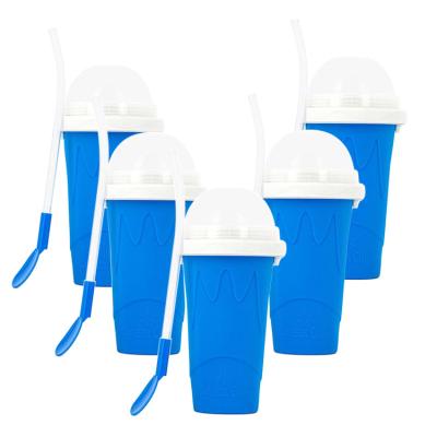 China Viable Cream Squeeze Maker Soggy Ice Cream Cup with Lid Spoon, Magic Squeeze Maker Cooling Milkshake Machines Portable Smoothie Cup for sale