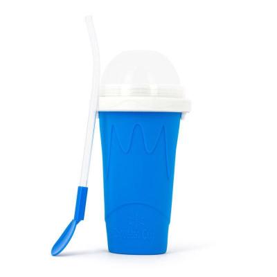 China Viable Cream Squeeze Slushie Maker Cup With Lid Spoon, Magic Squeeze Maker Cooling Cup Milkshake Machines Portable Smoothie Cup for sale