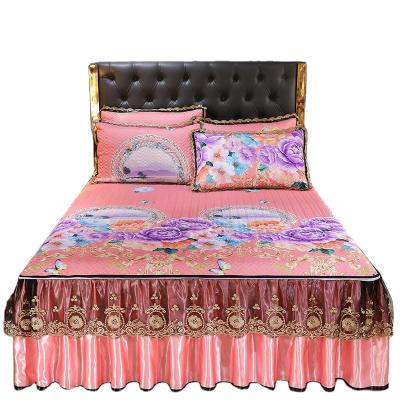 China Lovely lace style queen twin home decoration pillow case bed skirt large home bedding set 3 pcs for sale