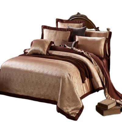 China Wholesale Luxury European Style Folded Imitate Satin And Cotton Embroidery Jacquard Bedding Set 4 Pieces for sale