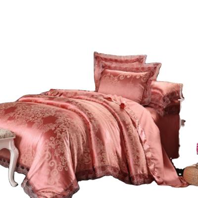 China Wholesale high quality luxury high end soft weave anti-pilling jacquard imitate silk satin bedspread bedding set for sale