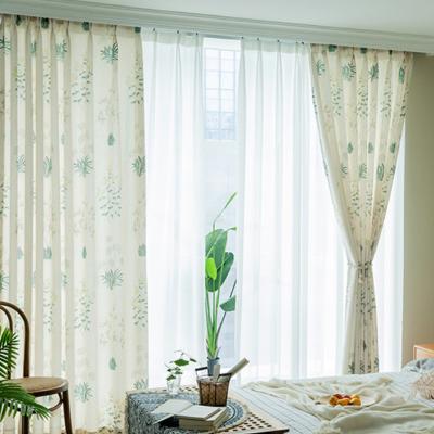 China Blackout Wholesale Cheap Beautiful Flowers Printed Cotton Linen Fabric Drapes Window Curtain Custom Made Room for sale