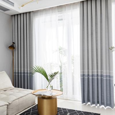 China Good quality blackout style blackout style textile decorative striped home curtain simple cotton linen fabric blackout curtain for sale