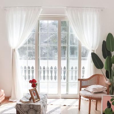 China Wholesale Custom Blackout Simple Style Thicken Decoration Sheer Linen Curtain For Living Room Shower Window for sale