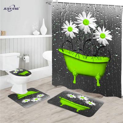 China Sustainable Factory Custom Personality Print Waterproof To Thicken Bathroom Sets With Shower Curtain And Covers for sale