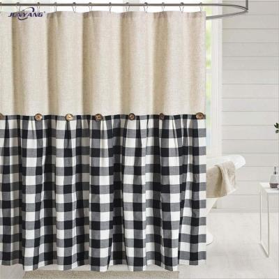 China Viable Factory Custom Printing PolyesterThicken Splice Imitate Canvas Waterproof Shower Curtain For Bathroom for sale