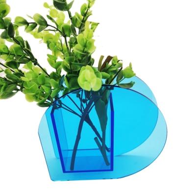 China Multi Type Application Modern Blue Transparent Flower Business Vases for sale