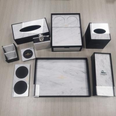 China Cost-effective acrylic handmade 5 star marble type Fourwarder hotel bedroom set and matte black hotel room deccor business set for sale