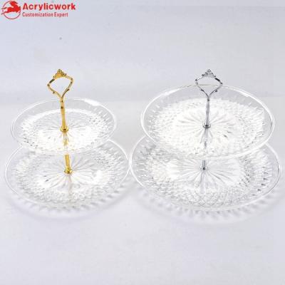 China European Acrylic Cupcake Tower For Table 2 Clear Acrylic Fruit Vintage Tier 15+25cm Cake Stand / Wedding Stand for sale