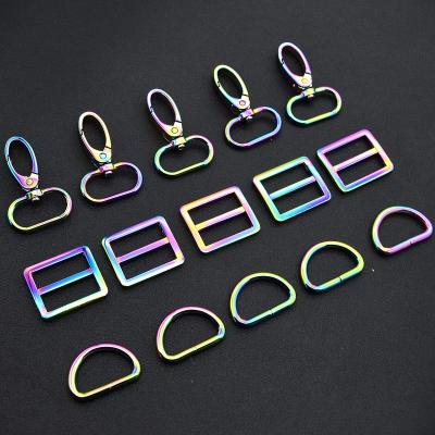 China Eco-friendly Zinc Alloy Custom Wholesale Zinc Alloy D-ring Buckle Handle Accessories Bag Colorful Metal D-Clip For Handbags for sale