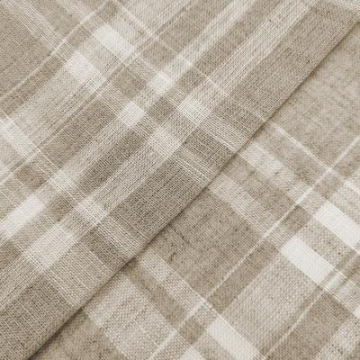 China Breathable Yarn Dyed Plaid French Sheer Linen Shirts Dresses Pants Clothing Fabrics for sale