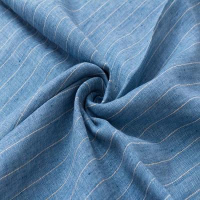 China Wholesale Breathable Stain Striped Yarn Dyed Cotton Shirt Apparel Linen Fabric for sale