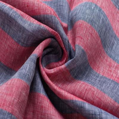 China Wholesale Breathable Stain Striped Yarn Dyed 100% Linen Shirt Apparel Fabric for sale