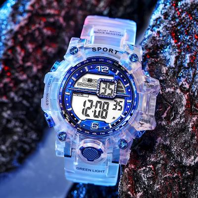 China fashion & Waterproof Shockproof Military Watch Outdoor Sports LED Casual Transparent Male Digital Watch Alarm Clock (Free Available Battery) for sale