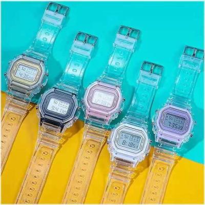 China Cool Transparent Children's Sports Watch Fashion New LED Student Korean Style Central Institute of Statistics Small Alarm Digital Watches for sale